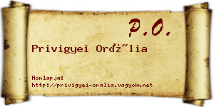 Privigyei Orália névjegykártya